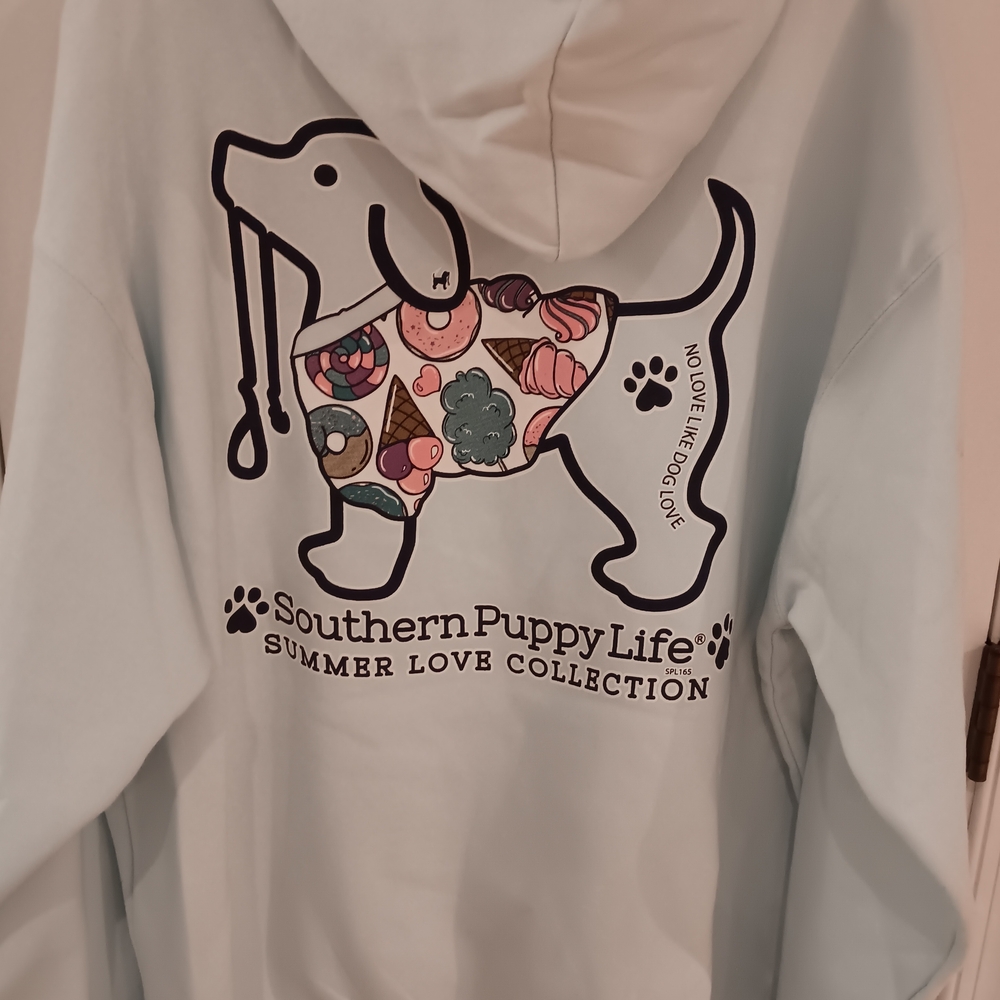 Southern Puppy Life Light Blue Graphic Hoodie - Summer Love Collection - Picture 2 of 6